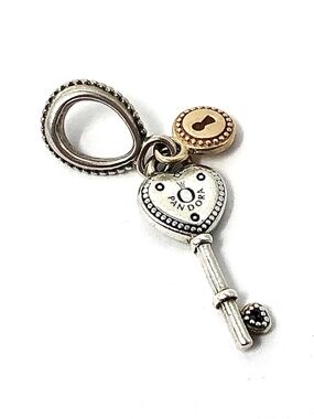 Pandora Love Lock Key to My Heart silver / 14K gold charm - Retired item# 796593